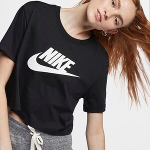 Nike Women's Black Cropped Logo T-Shirt